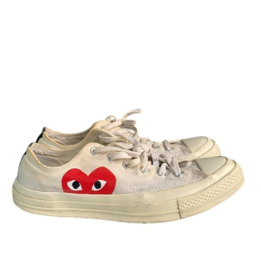 Comme‎ des Garçons x Converse Sneakers Womens White Low Top Heart Logo Shoes 9